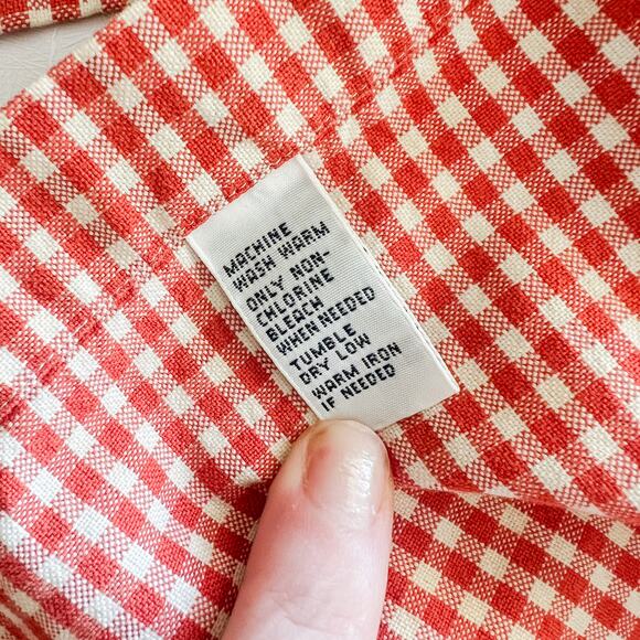 VTG Ralph Lauren Y2K Check Long Sleeved Button Down 100 Cotton Men's XL Orange - Picture 3 of 10